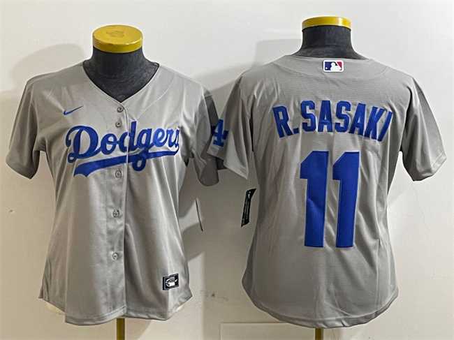 Womens Los Angeles Dodgers #11 Roki Sasaki Grey Cool Base Stitched Jersey->mlb womens jerseys->MLB Jersey
